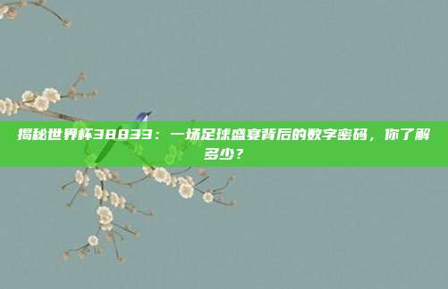 揭秘世界杯38833：一场足球盛宴背后的数字密码，你了解多少？