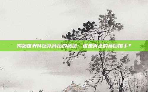 揭秘世界杯压队背后的秘密：谁是真正的幕后推手？