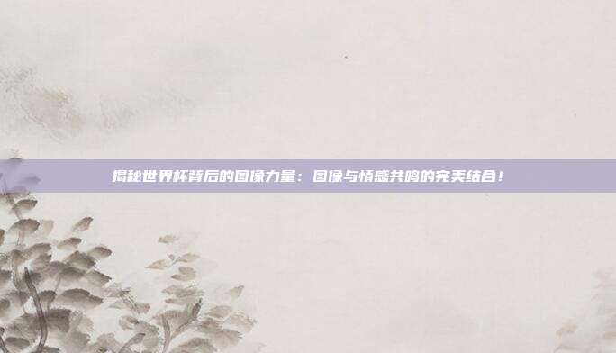 揭秘世界杯背后的图像力量：图像与情感共鸣的完美结合！