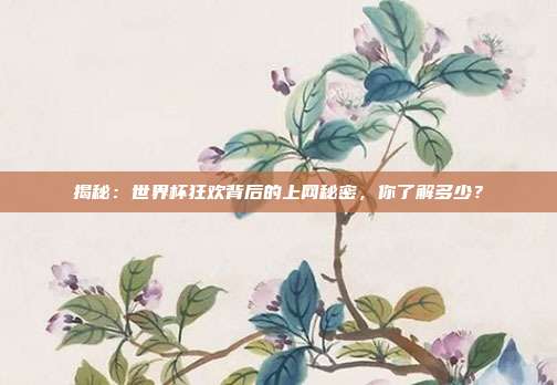 揭秘：世界杯狂欢背后的上网秘密，你了解多少？