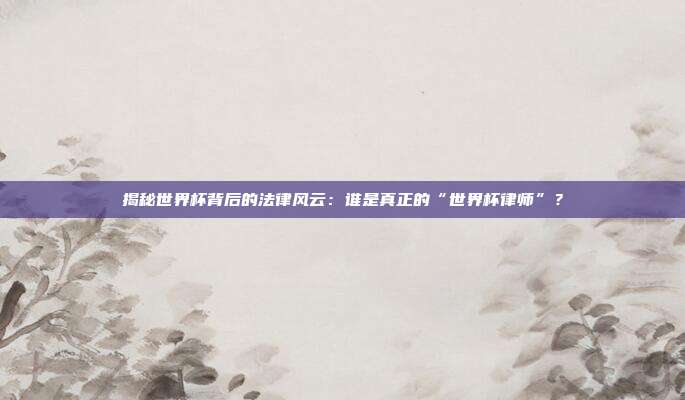 揭秘世界杯背后的法律风云：谁是真正的“世界杯律师”？