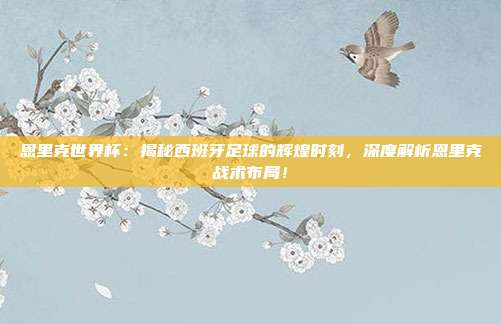 恩里克世界杯：揭秘西班牙足球的辉煌时刻，深度解析恩里克战术布局！