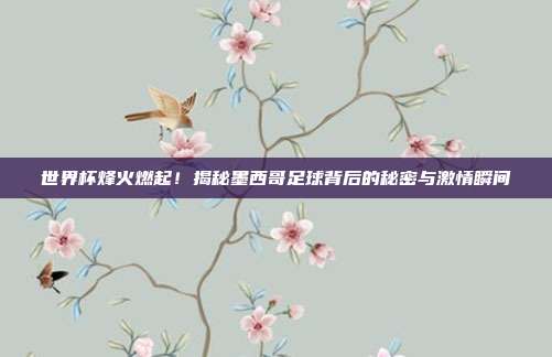 世界杯烽火燃起!揭秘墨西哥足球背后的秘密与激情瞬间