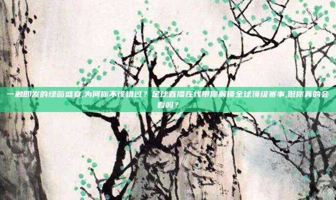 一触即发的绿茵盛宴,为何你不该错过？足球直播在线带你解锁全球顶级赛事,但你真的会看吗？