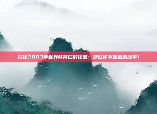 揭秘2003年世界杯背后的秘密：那些你不知道的故事！