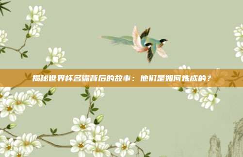 揭秘世界杯名嘴背后的故事：他们是如何炼成的？