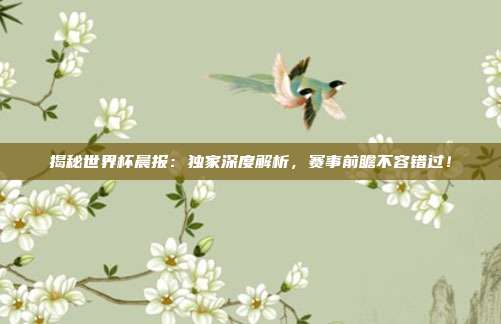 揭秘世界杯晨报：独家深度解析，赛事前瞻不容错过！