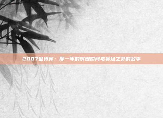 2007世界杯:那一年的辉煌瞬间与赛场之外的故事