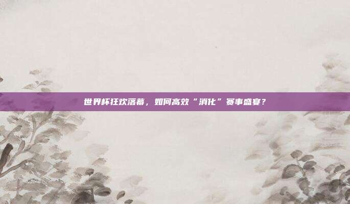 世界杯狂欢落幕，如何高效“消化”赛事盛宴？