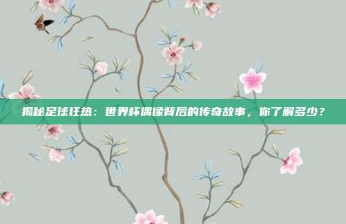揭秘足球狂热：世界杯偶像背后的传奇故事，你了解多少？