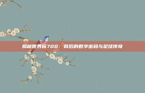 揭秘世界杯700：背后的数字密码与足球传奇