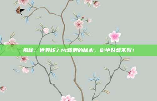 揭秘:世界杯7.14背后的秘密,你绝对想不到!