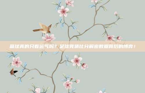赢球真的只看运气吗？足球竞猜比分解密数据背后的博弈！