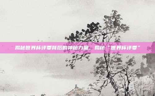 揭秘世界杯评委背后的神秘力量，揭秘“世界杯评委”