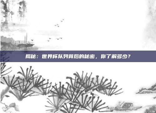揭秘:世界杯队列背后的秘密,你了解多少?