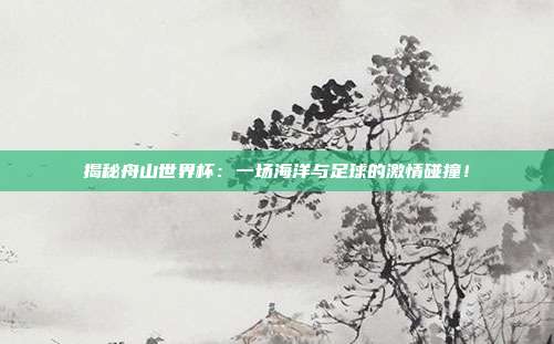 揭秘舟山世界杯：一场海洋与足球的激情碰撞！