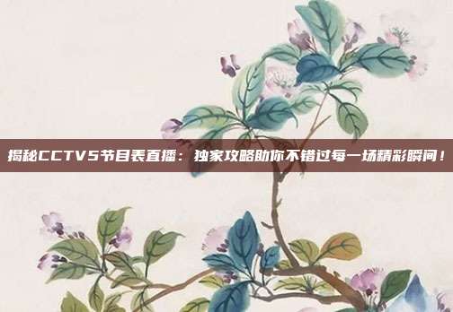 揭秘CCTV5节目表直播：独家攻略助你不错过每一场精彩瞬间！