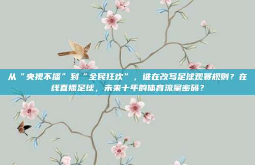 从“央视不播”到“全民狂欢”，谁在改写足球观赛规则？在线直播足球，未来十年的体育流量密码？