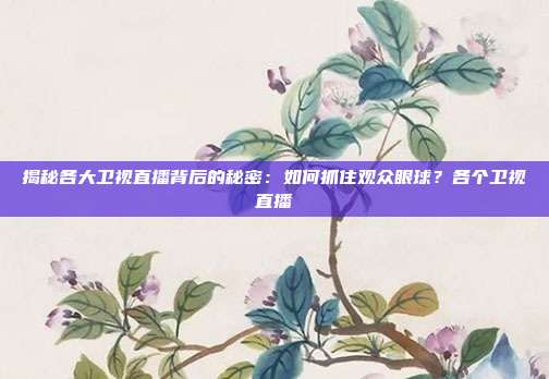 揭秘各大卫视直播背后的秘密：如何抓住观众眼球？各个卫视直播
