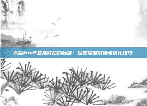 揭秘btv6直播背后的秘密：独家深度解析与优化技巧