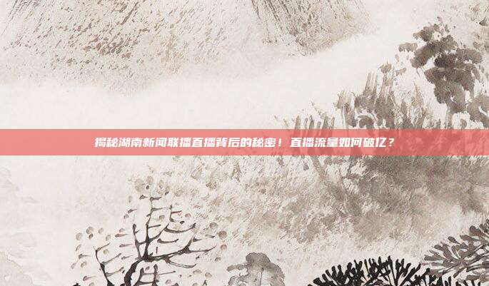 揭秘湖南新闻联播直播背后的秘密！直播流量如何破亿？