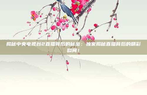 揭秘中央电视台2直播背后的秘密：独家揭秘直播背后的精彩瞬间！