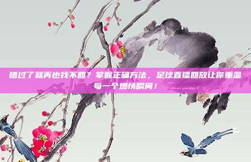 错过了就再也找不回？掌握正确方法，足球直播回放让你重温每一个燃情瞬间！