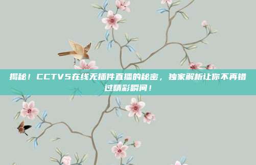 揭秘！CCTV5在线无插件直播的秘密，独家解析让你不再错过精彩瞬间！