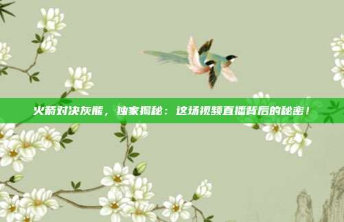 火箭对决灰熊,独家揭秘:这场视频直播背后的秘密!