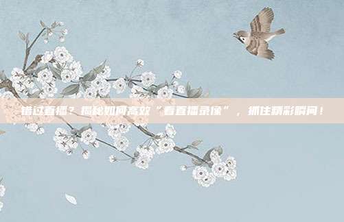 错过直播?揭秘如何高效“看直播录像”,抓住精彩瞬间!