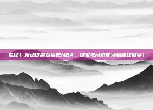 揭秘!极速体育直播吧NBA,独家视角带你领略篮球盛宴!