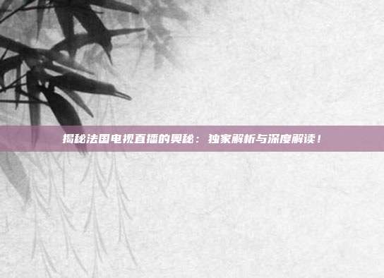 揭秘法国电视直播的奥秘:独家解析与深度解读!