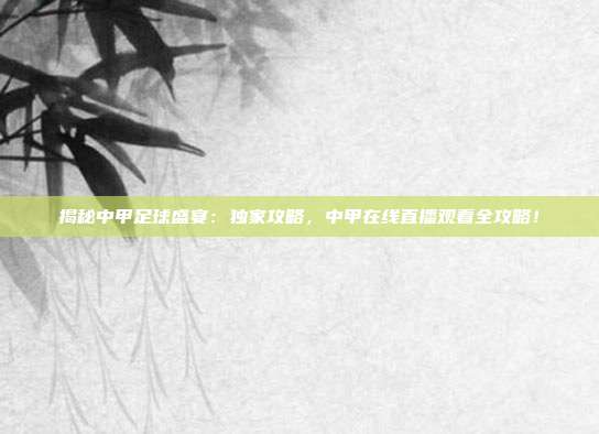 揭秘中甲足球盛宴：独家攻略，中甲在线直播观看全攻略！