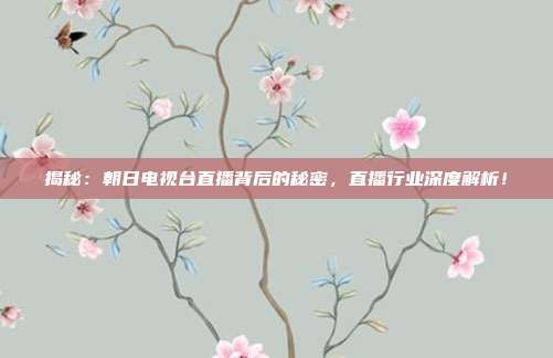 揭秘:朝日电视台直播背后的秘密,直播行业深度解析!