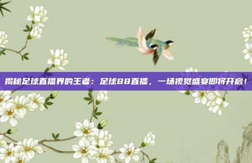 揭秘足球直播界的王者:足球88直播,一场视觉盛宴即将开启!