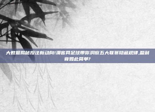 大数据揭秘投注新动向!澳客网足球带你洞察五大联赛隐藏规律,盈利竟如此简单?