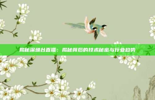 揭秘深圳台直播:揭秘背后的技术秘密与行业趋势