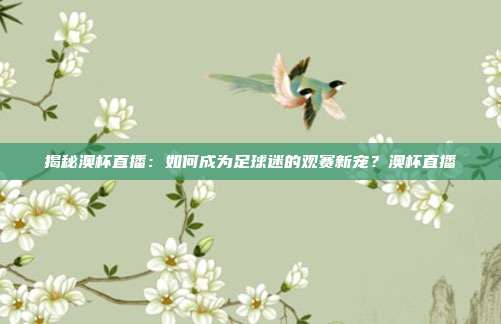 揭秘澳杯直播：如何成为足球迷的观赛新宠？澳杯直播