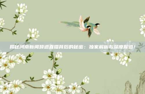 揭秘河南新闻频道直播背后的秘密：独家解析与深度报道！