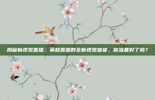 揭秘新视觉直播：英超直播的全新视觉盛宴，你准备好了吗？
