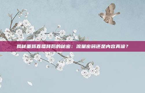 揭秘董路直播背后的秘密:流量密码还是内容真谛?