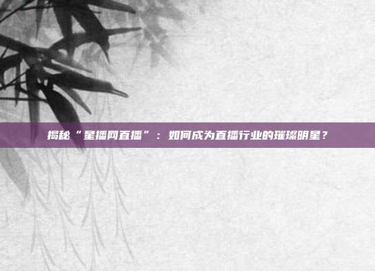 揭秘“星播网直播”:如何成为直播行业的璀璨明星?