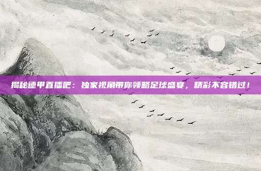 揭秘德甲直播吧:独家视角带你领略足球盛宴,精彩不容错过!