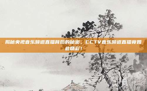 揭秘央视音乐频道直播背后的秘密，CCTV音乐频道直播竟如此精彩！
