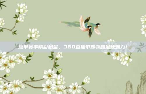 意甲赛事精彩纷呈，360直播带你领略足球魅力！