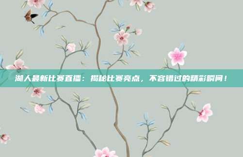 湖人最新比赛直播：揭秘比赛亮点，不容错过的精彩瞬间！