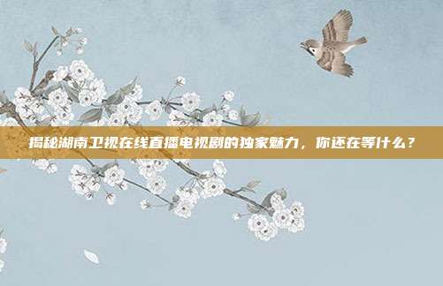 揭秘湖南卫视在线直播电视剧的独家魅力,你还在等什么?