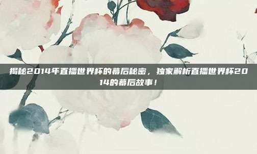 揭秘2014年直播世界杯的幕后秘密，独家解析直播世界杯2014的幕后故事！