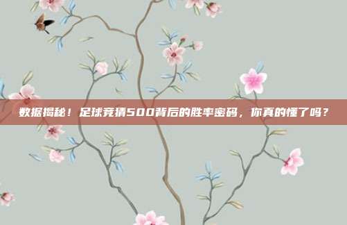 数据揭秘！足球竞猜500背后的胜率密码，你真的懂了吗？