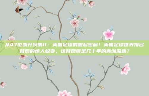 从47位飙升到第11：美国足球的崛起密码！美国足球世界排名背后的惊人蜕变，这背后竟是几十年的青训深耕？
